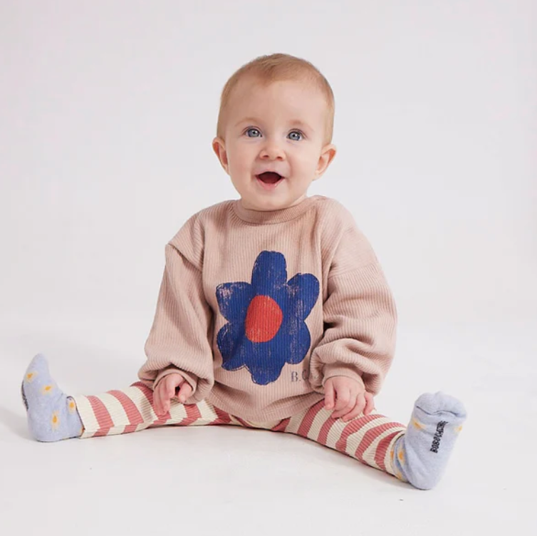 【BABY SUPERSALE 50％OFF】Baby Big Flower puff sleeves sweatshirt ベビービッグフラワーパフスリーブスウェット6.12.24m(223AB040)