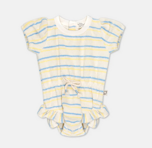 【BABY  SUPERSALE60％OFF】Toweling stripe babyromper 3.6.12m BONITA213
