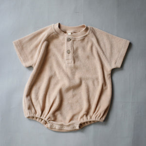 【BABY SUPERSALE 50%FF】TERRY HENLEY ROMPER　3-6.6-12ｍ