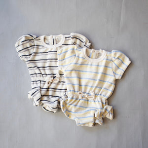 【BABY  SUPERSALE60％OFF】Toweling stripe babyromper 3.6.12m BONITA213