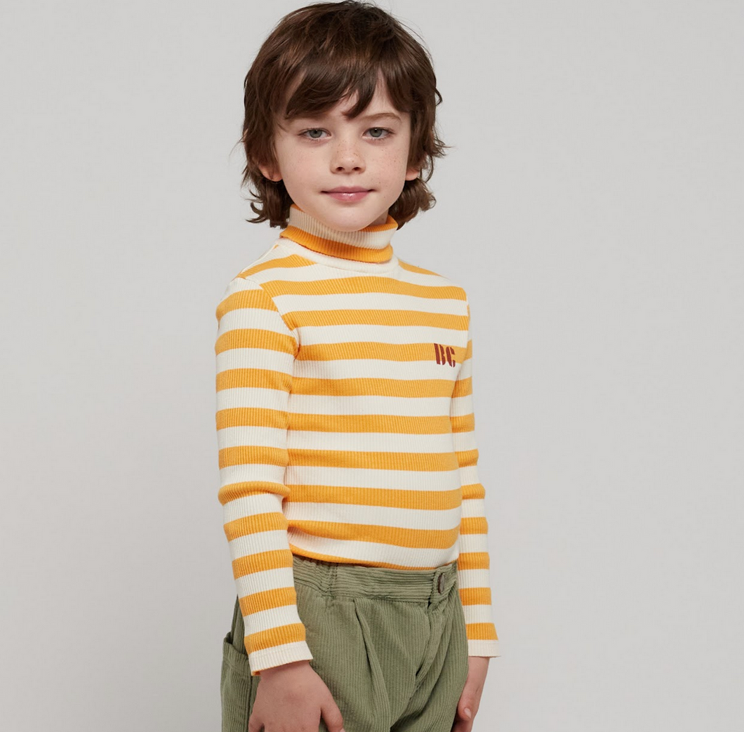 Yellow stipe turtle neck T-shirt（223AC024）2-3.4-5.6-7y